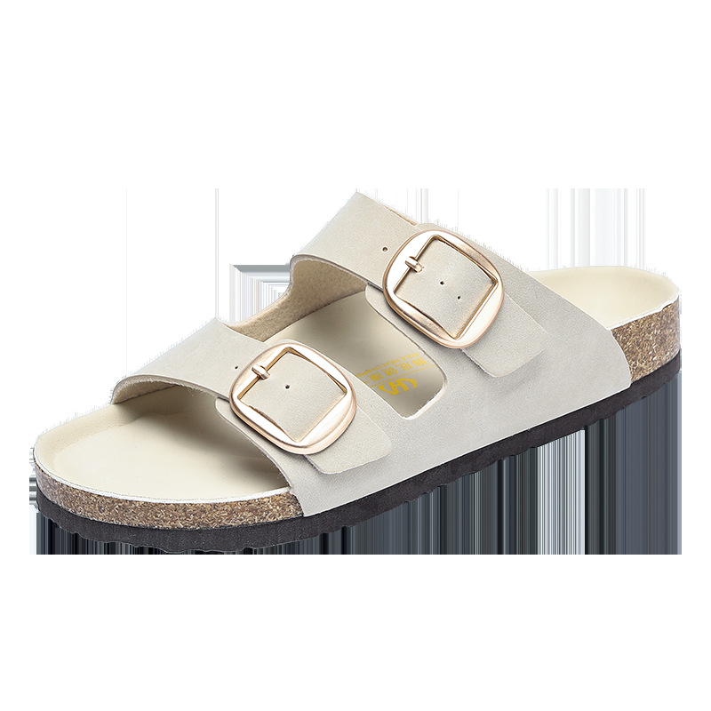 Arizona Big Bucklenatural Leather Patent High Shine Ecru |  Womens Two-Strap Sandals