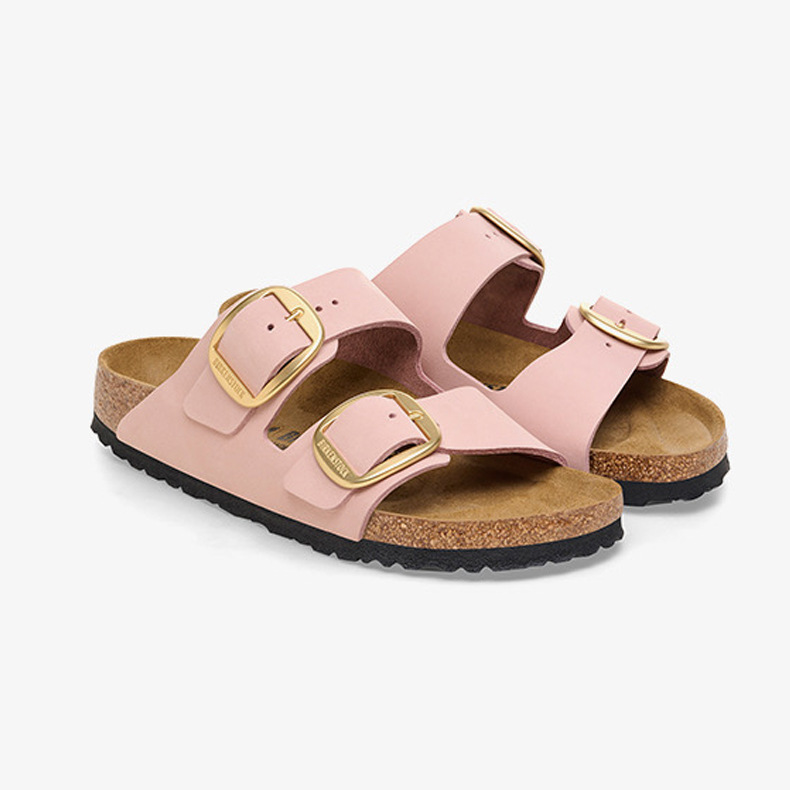 Arizona Big Bucklenatural Leather Patent High Shine Fondant Pink |  Womens Two-Strap Sandals