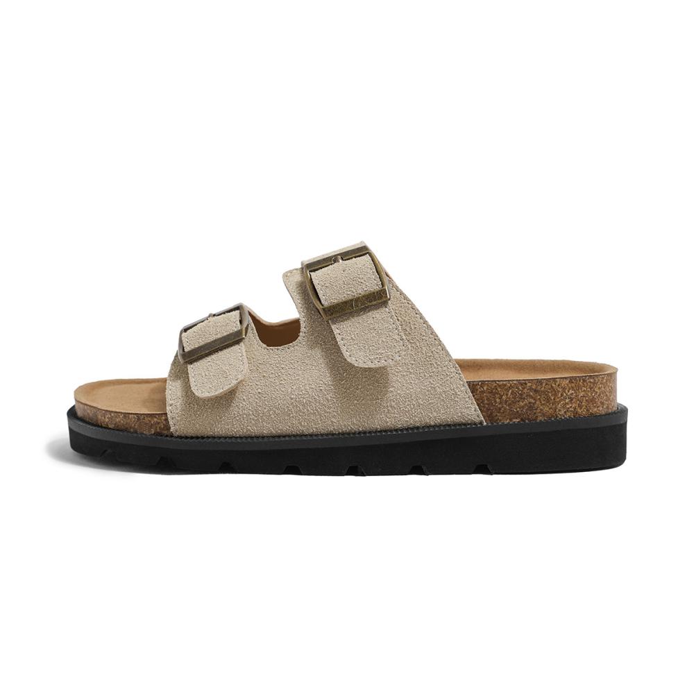 Arizona Platformsuede Leather Black/Black |  Womens Two-Strap Sandals