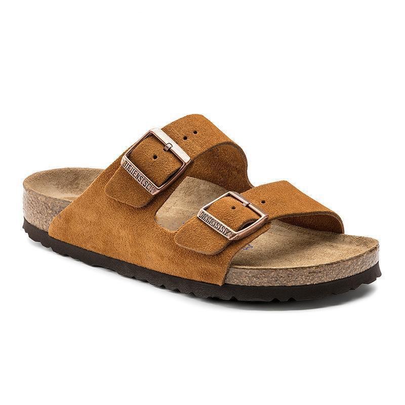 Arizona Soft Footbedsuede Leather Mink |  Womens/Mens Two-Strap Sandals