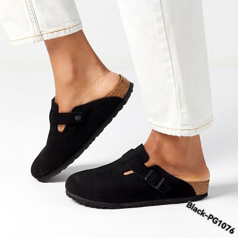 Boston Soft Footbedsuede Leather Black |  Womens/Mens Clogs