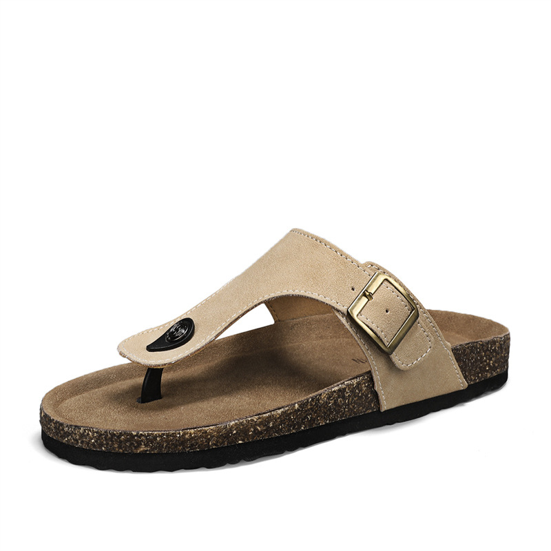 Gizehnubuck Leather Ecru |  Womens Thong Sandals