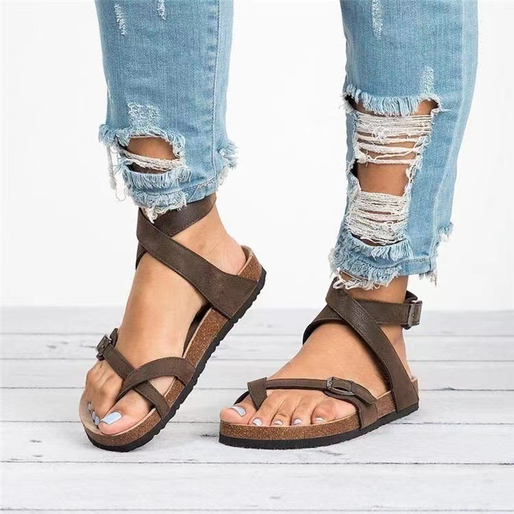 Kumbaoiled Leather Cognac |  Womens Two-Strap Sandals