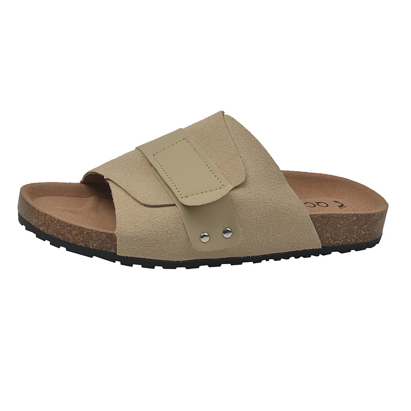 Kyotonubuck Leather New Beige |  Mens One-Strap Sandals