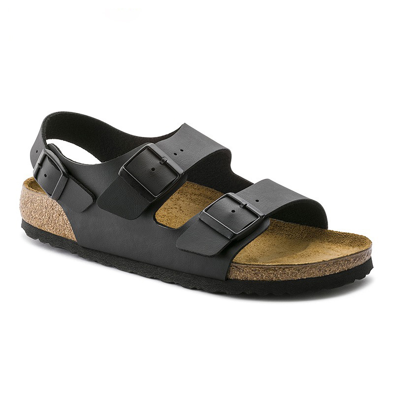 Milanobirko-Flor Black |  Womens/Mens Two-Strap Sandals