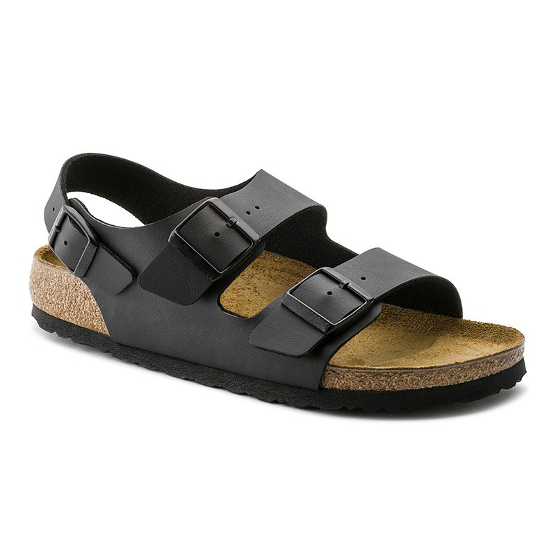 Milanobirko-Flor Triples Black |  Womens/Mens Two-Strap Sandals