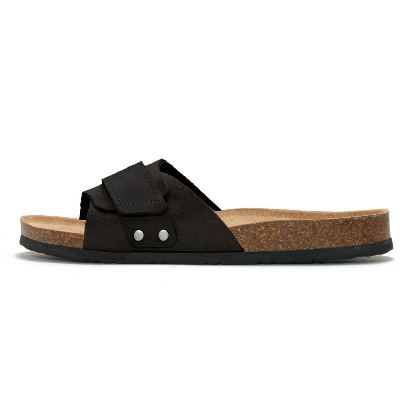 Ujinubuck Leather Black |  Womens Two-Strap Sandals